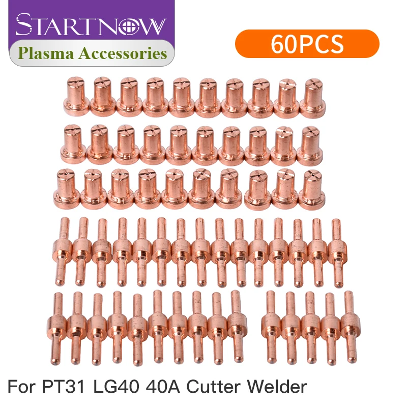 Startnow 60PCS PT-31 High Precision Plasma  Electrode Nozzle For LG40 Torch Welding Consumable Cutting Tool Accessories Tips