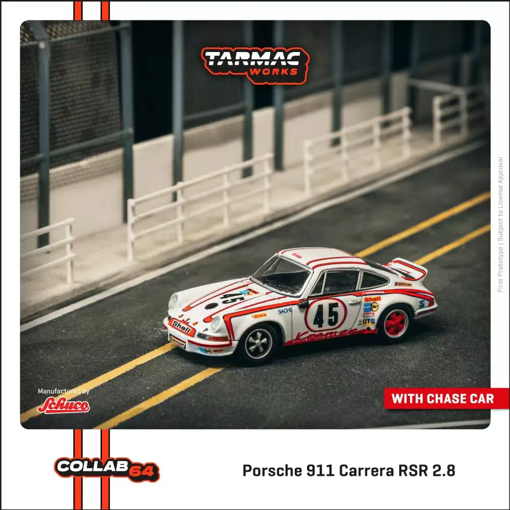 PreSale TW 1:64 Porsche 911 Carrera RSR 2.8 24h Le Mans 1973 #45 Winner Diecast Car Model Collection Toys Tarmac Works