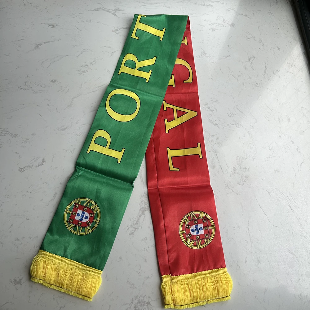 (SKY FLAG) Portugal-Schal 14x130cm Doppelseitiger Druck Satin Fußball-Fan-Portugal-Schal Flaggen-Banner – Detail 12