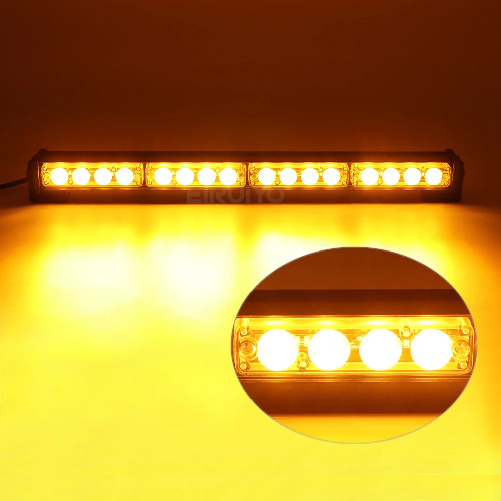 Signal Light 16 LED Traffic Adviser Car Emergency Warning Strobe Lights Bar Yellow White Vehicle Flashing Lamp 26 Modes