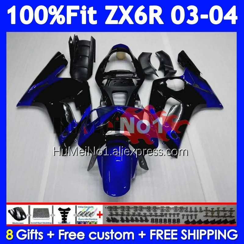 Injection blue stock Body For KAWASAKI NINJA ZX 6R 600 636 6 R ZX600 205No.10 ZX-6R ZX636 ZX6R 03 04 ZX-636 2003 2004 Fairings