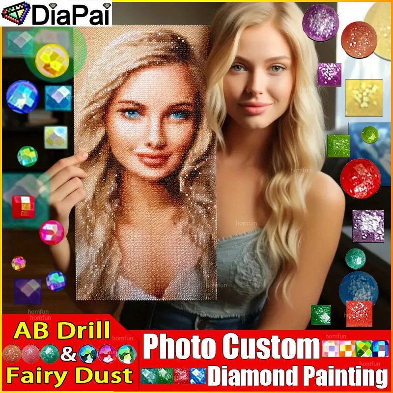 DIAPAI フェアリーダストAB フォトカスタム！ プライベートカスタム！ DIY 刺繍 5D ダイヤモンド塗装クロスステッチフルラインストーン装飾ギフト