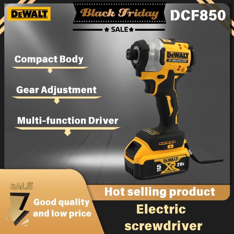 DeWalt DCF850 Electric Screwdriver Brushless Impact Driver High Torque tools20V Lithium Battery Rechargeable power tools