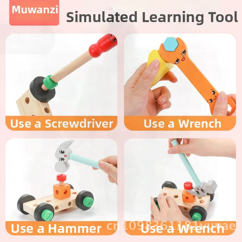 Children's DIY Multifunctional Wooden Toolbox Simulation Screw & Nut Play Set Boys Educational Hand-On Brain Activity Toy