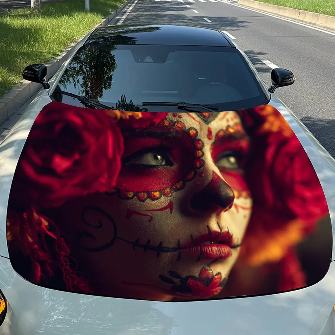 Beautiful Skeleton Makeup Girl Stickers For Car Hoods, Stickers For Decorating Car Covers, And Vinyl Wraps Suitable For Cars, SU