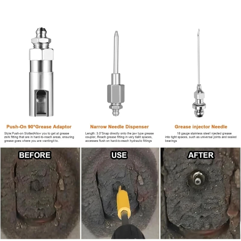 Professional Grease Guns Lubrication Application with 90 Degree Adapters Suitable for Machinery Maintenance Workshop Use H9EE