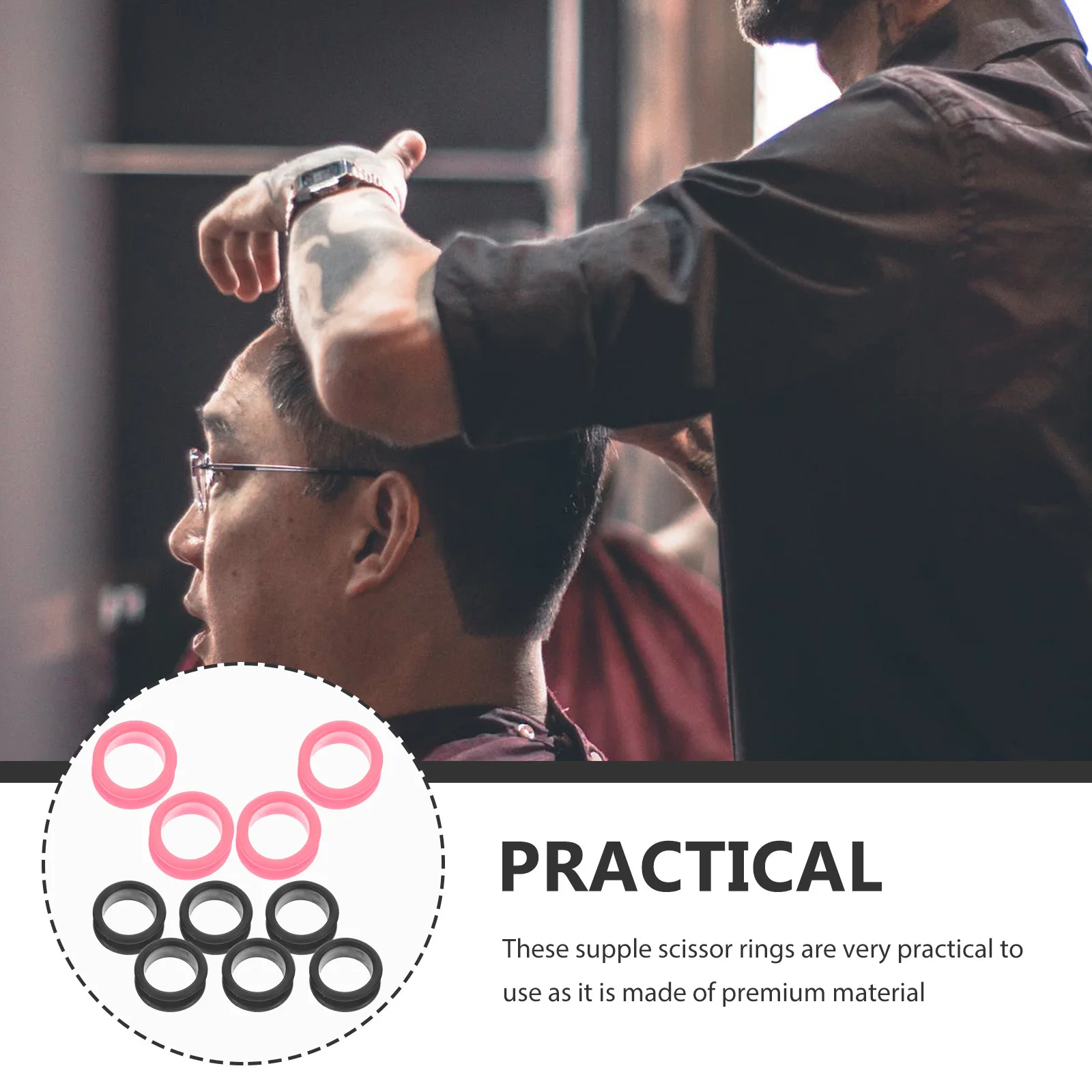 

10Pcs Flexible Silicone Scissor Rings Ergonomic Design Reduced Friction for Professional Hairdressing Pet Shear Use