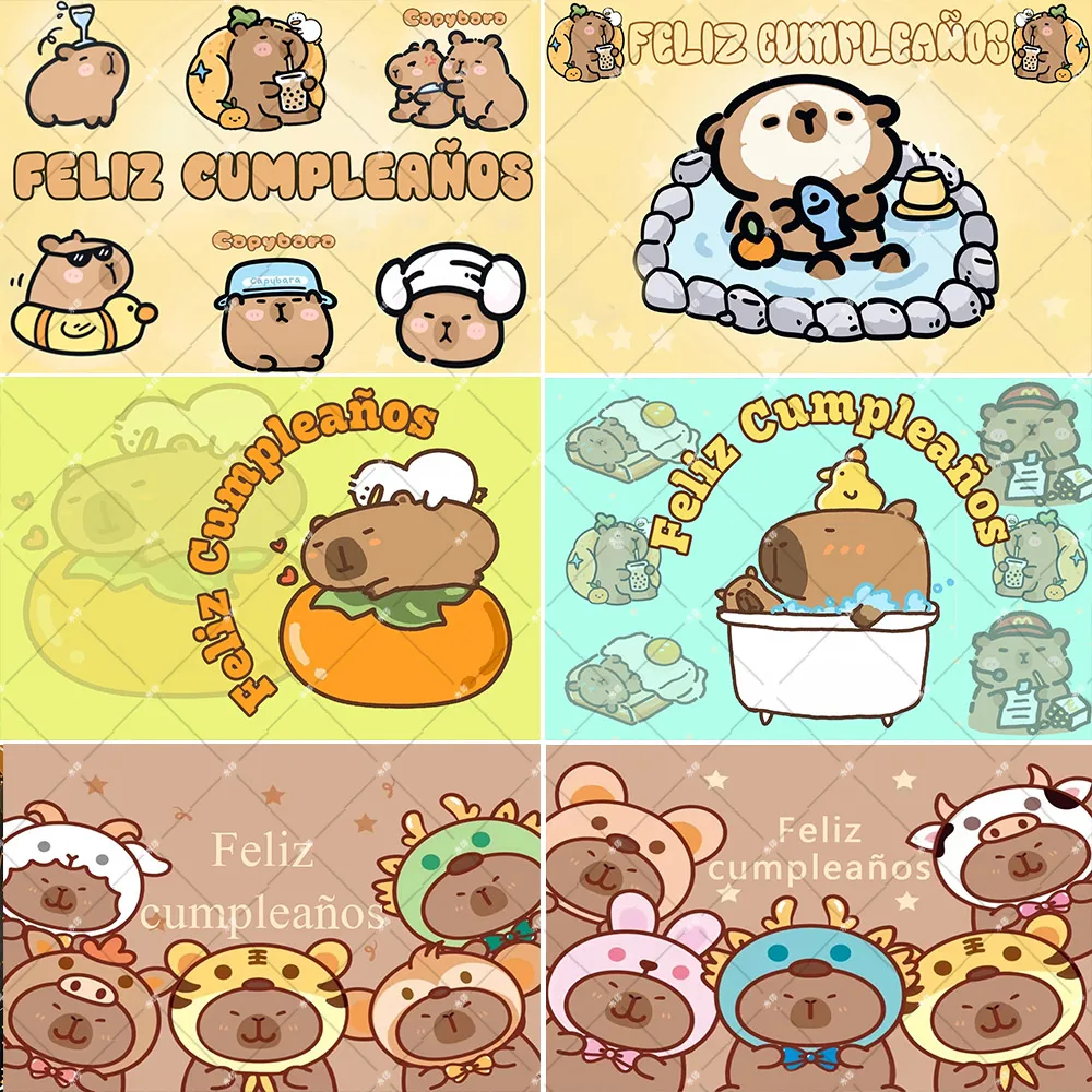 

Cartoon Cute Capybara Animals Can Customized Background Theme Child Birthday Party Newborn Baby Shower DIY Banner Studio Props