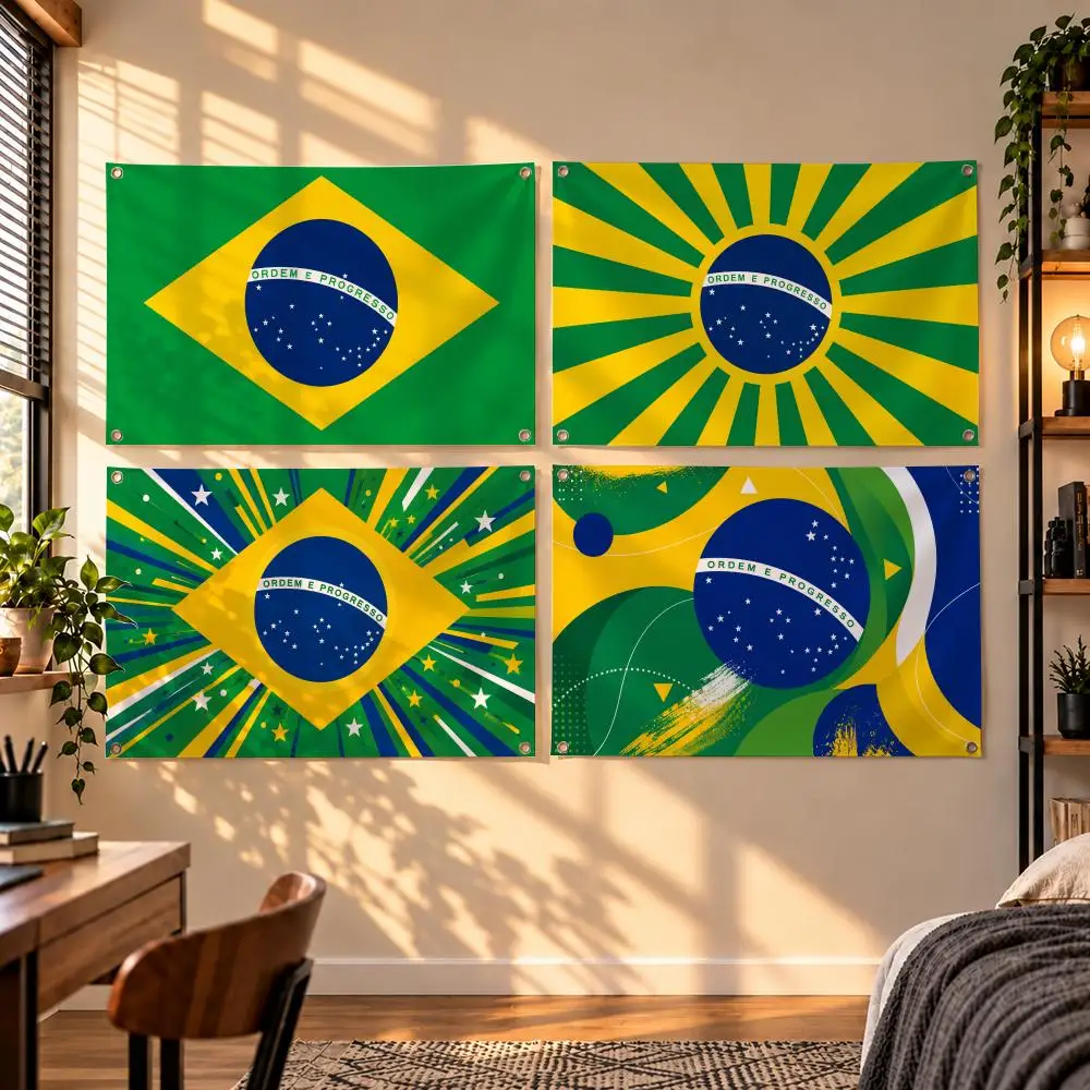 Colorful Brazilian National Flag Banner Brazil Banner Flags Indoor Outdoor Wall Hanging Flag Decor Banner Wall Decor
