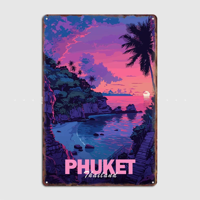 

Phuket Aesthetic City Travel Scenic Spot Retro Poster Metal Sign Club Indoor Room Wall Decor Custom Posters Home Decor