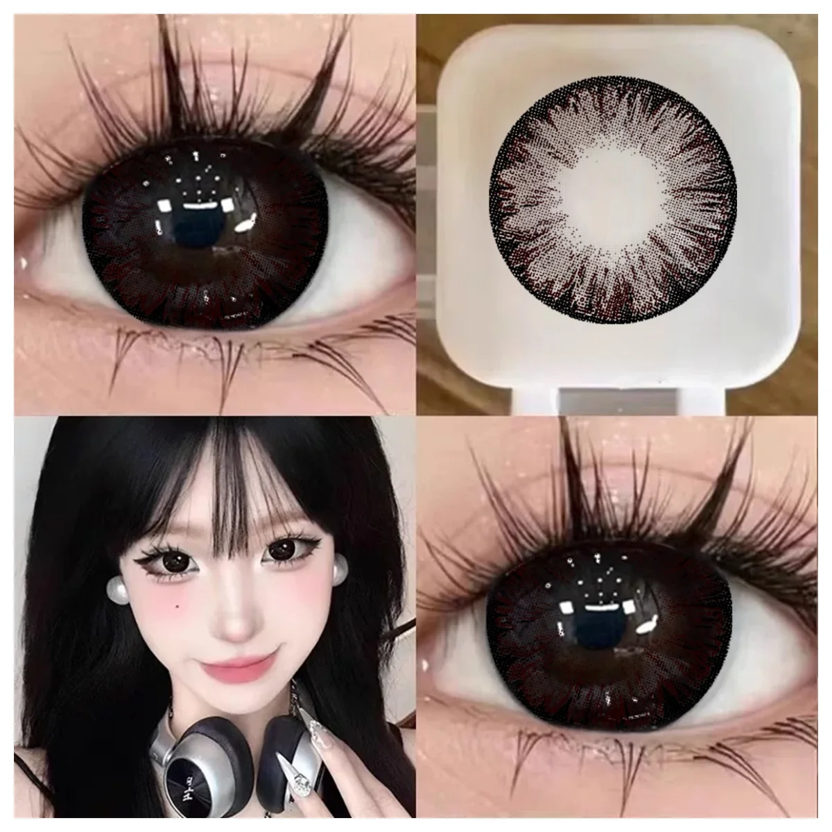 VISUASHOW 14,50mm große Kreis farbige Kontaktlinsen, Töne Braun/Blau/Schwarz, Sehkorrektur mit Dioptrien, Natürliche Schönheitspupille für Frauen im täglichen und kosmetischen Make-up – Detail 10