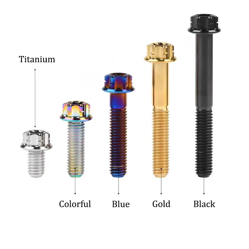 1pc Titanio Ti Bulloni Torx Testa Flangia Vite M6 M8 M10 x 10/15/20/25/30/35/40/45/50/55/60/65/70/75/80/90mm Per Bici Moto