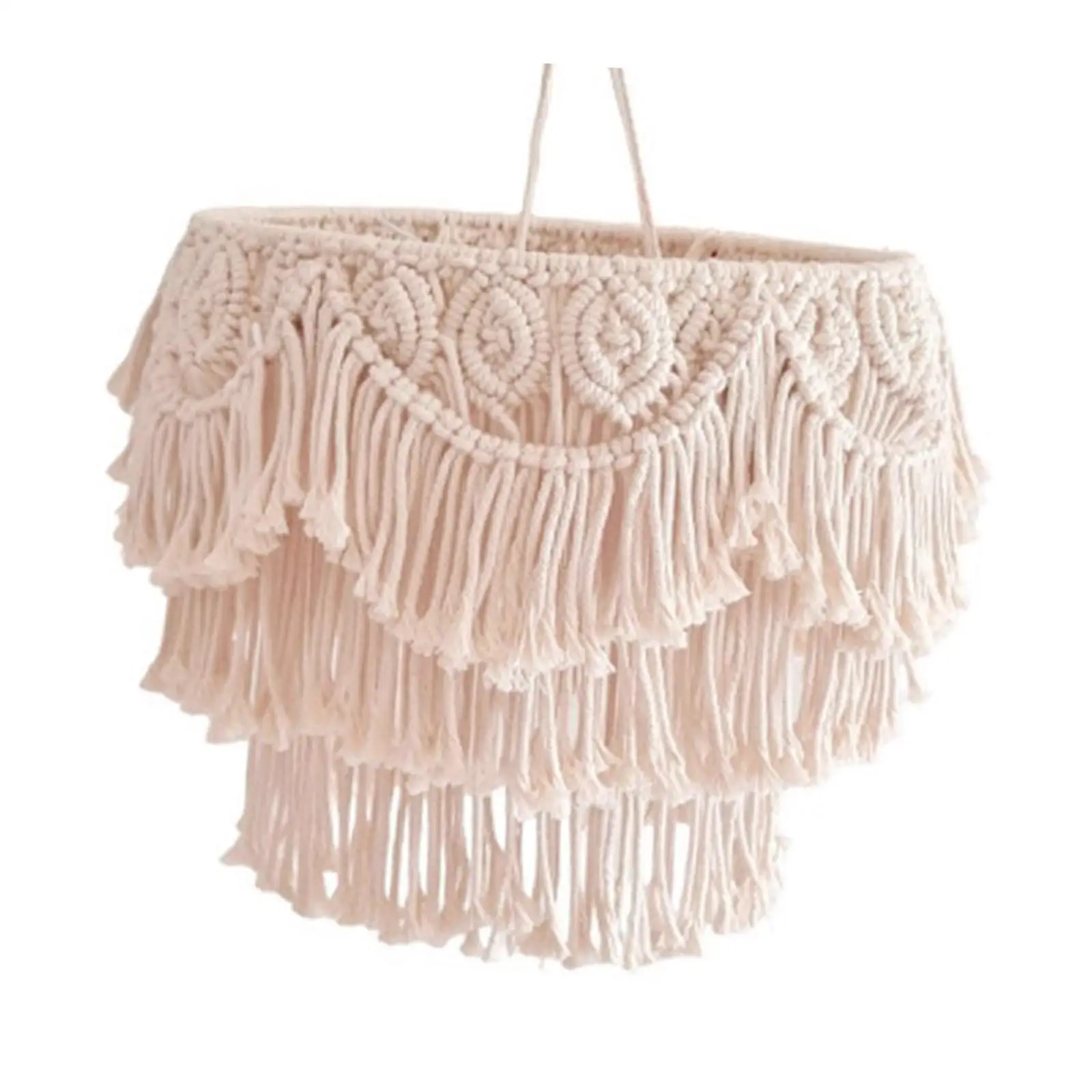 Macrame Lamp Shade Hanging Ceiling Light Shade Handwoven Pendant Light Shade for Apartment Cafe Room Home Decorations