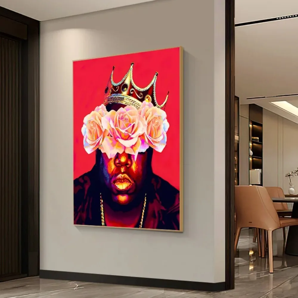 Abstract Hip Hop Rapper Star Flowers Posters Print Canvas Painting Tupac Biggie Wall Art For Modern Living Room Home Decor