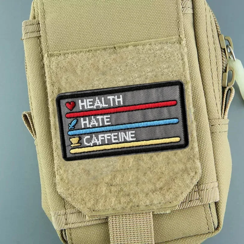 Parche táctico salud odio cafeína – Bordado militar con gancho - imagen 4