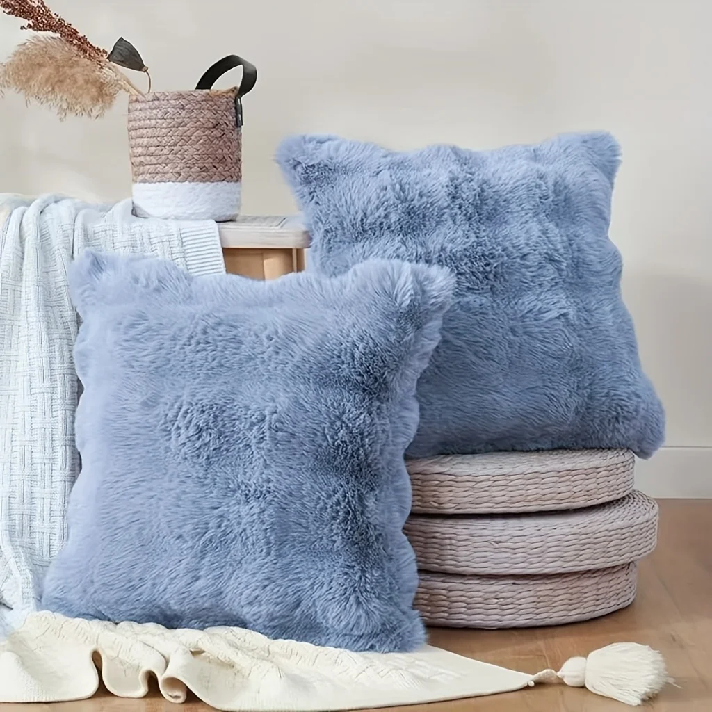 2er-Pack dekorative Plüschkissenbezüge, moderner minimalistischer Stil, geeignet für Sofas, Schlafzimmer und Autoinnenräume – Detail 17