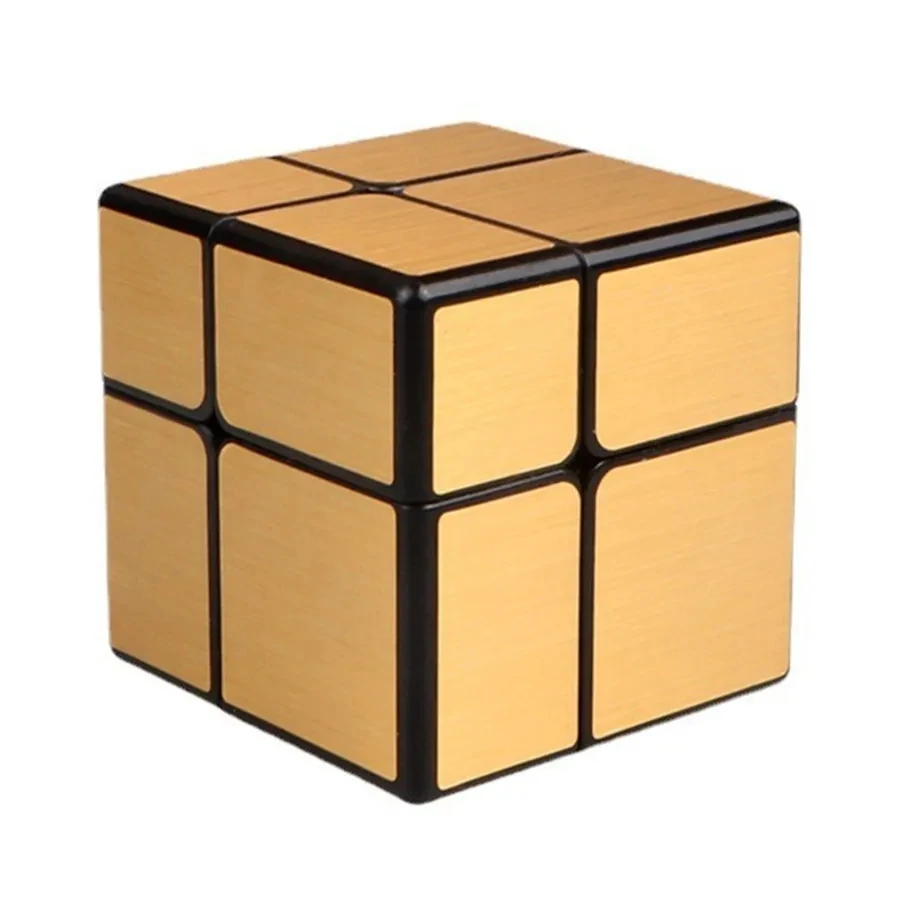 QiYi Mirror 2x2 Magic Cube Puzzle Speed Magic Cube Golden/Silver Sticker Cube Toys For Children