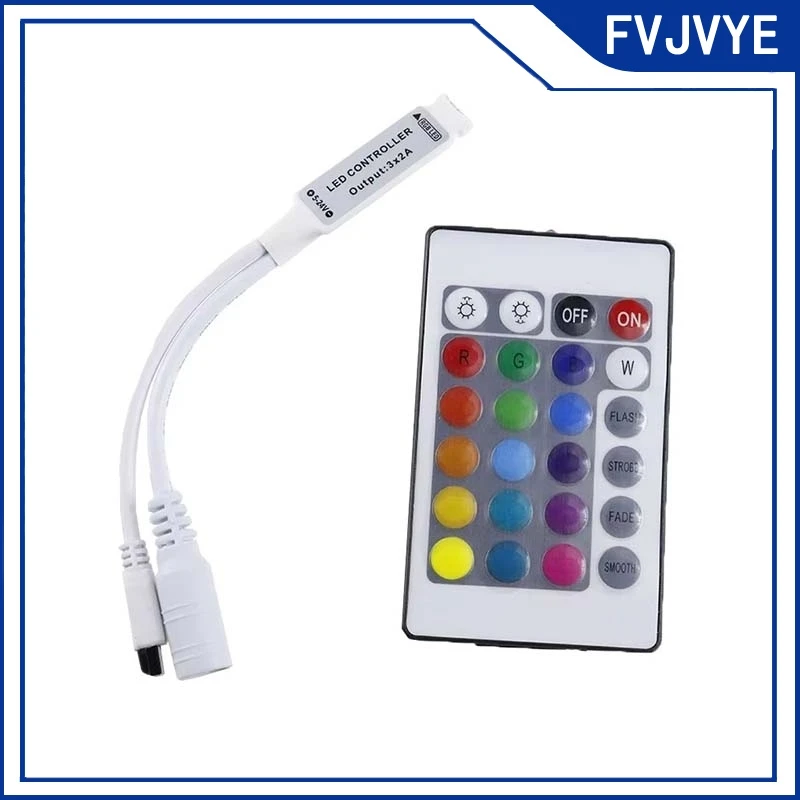 DC 12V RGB LED Controller Mini 24 keys RGB IR Remote Controller for RGB LED Strips Small RGB Controller Led Tape .A2