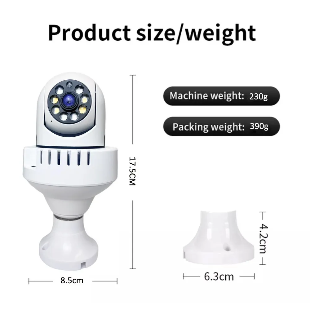 Cloudbirds APP 2MP 1080P E27 Lamp Head Socket Wireless PTZ IP Dome Camera with Smoke Detector Home Security Baby Monitor