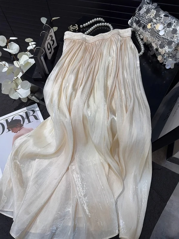 

Плюс Размер струящаяся шифоновая юбка-миди с высокой талией Me Gored Юбка Летняя новая юбка трапециевидной формы Корейская длинная юбка Sle f Body