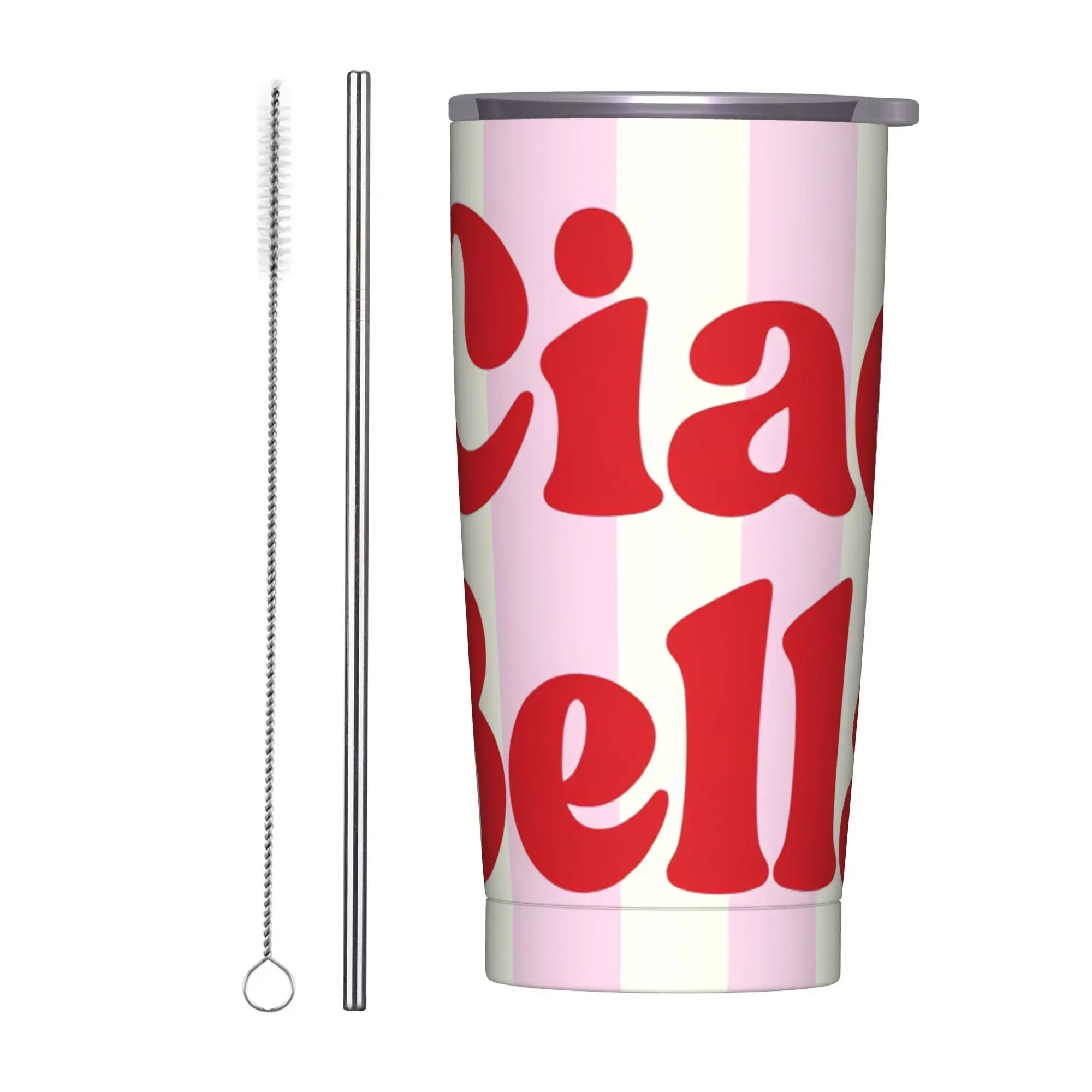 Stainless Steel Tumbler Ciao Bella Art Design Coffee Mug  Leakproof Hot Drinks Driving Water Bottle