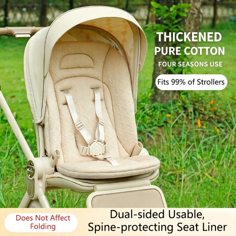 Pushchair Cushion with Multiple Harness Slots, Reversible Padded Liner for Infants and Toddlers, Machine Washable A2UB