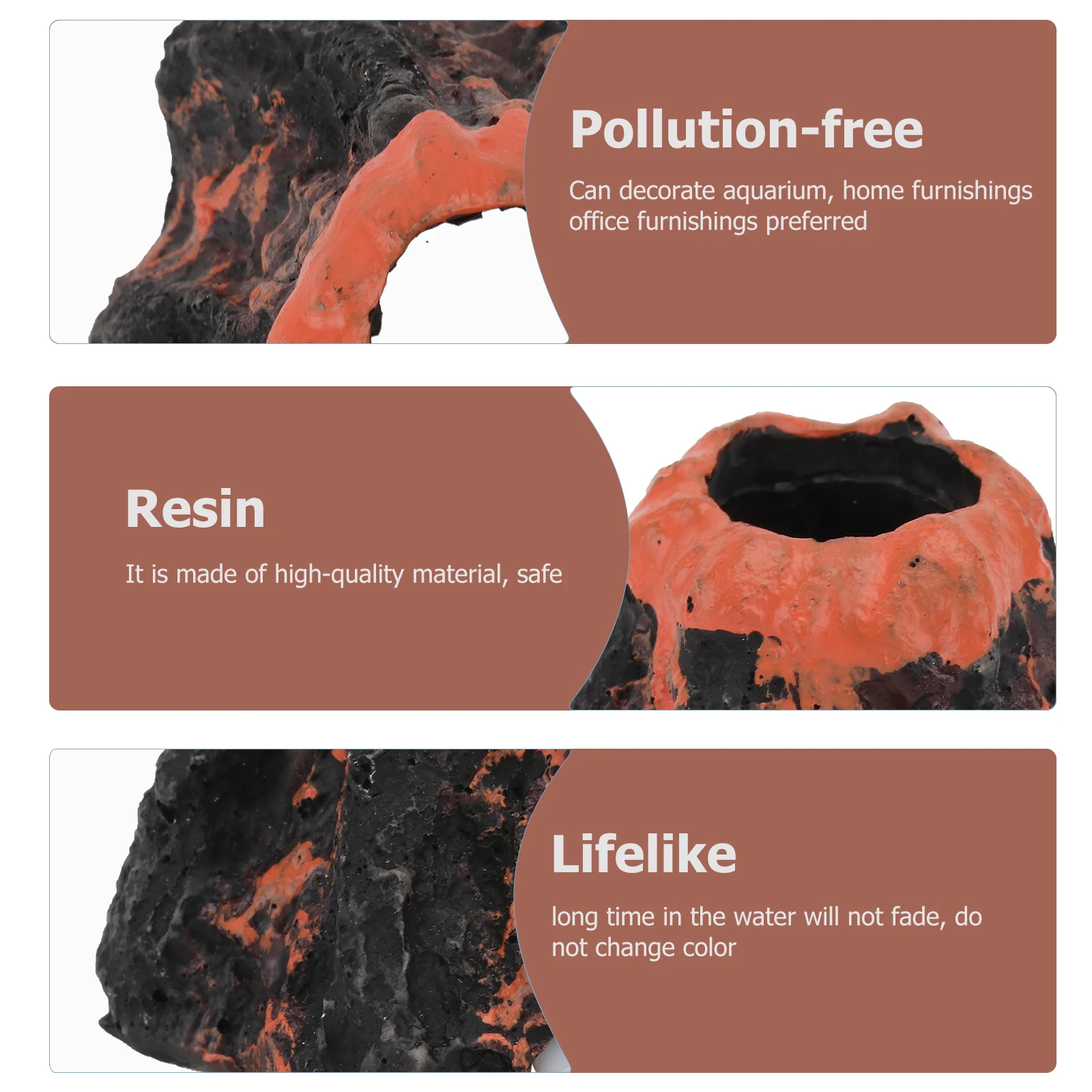 

2pcs Resin Volcano Aquarium Ornament Fish Tank Underwater Decor Craft Landscape Adornment Durable Non-Fading Volcano Shape