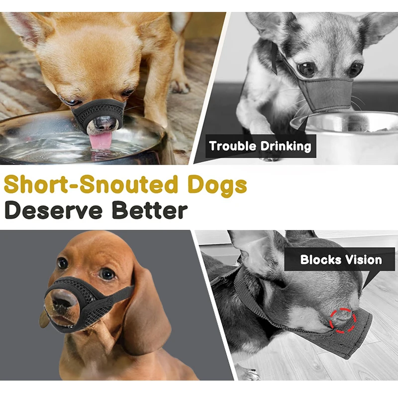 Mesh Muzzle For Short Snout And Small Medium Dogs Anti-Biting, Focus On Brachycephalic Dogs Like Chihuahua Pomeranian Pet Supply
