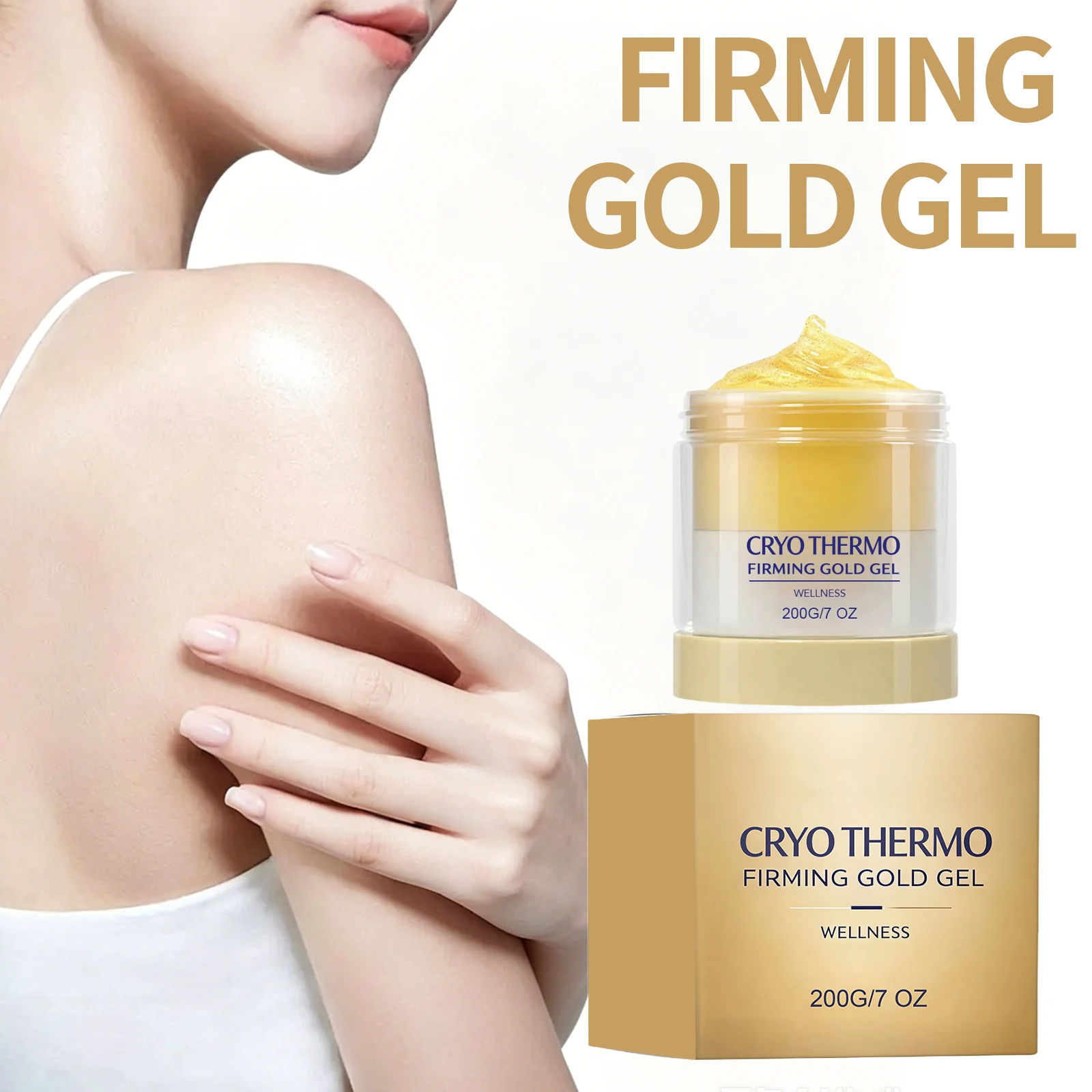 Gel Reafirmante Dorado, Acelera el Metabolismo de las Grasas, Reduce la Flacidez, Mejora la Elasticidad de la Piel, Gel de Masaje Corporal Hidratante y Nutritivo Profundo