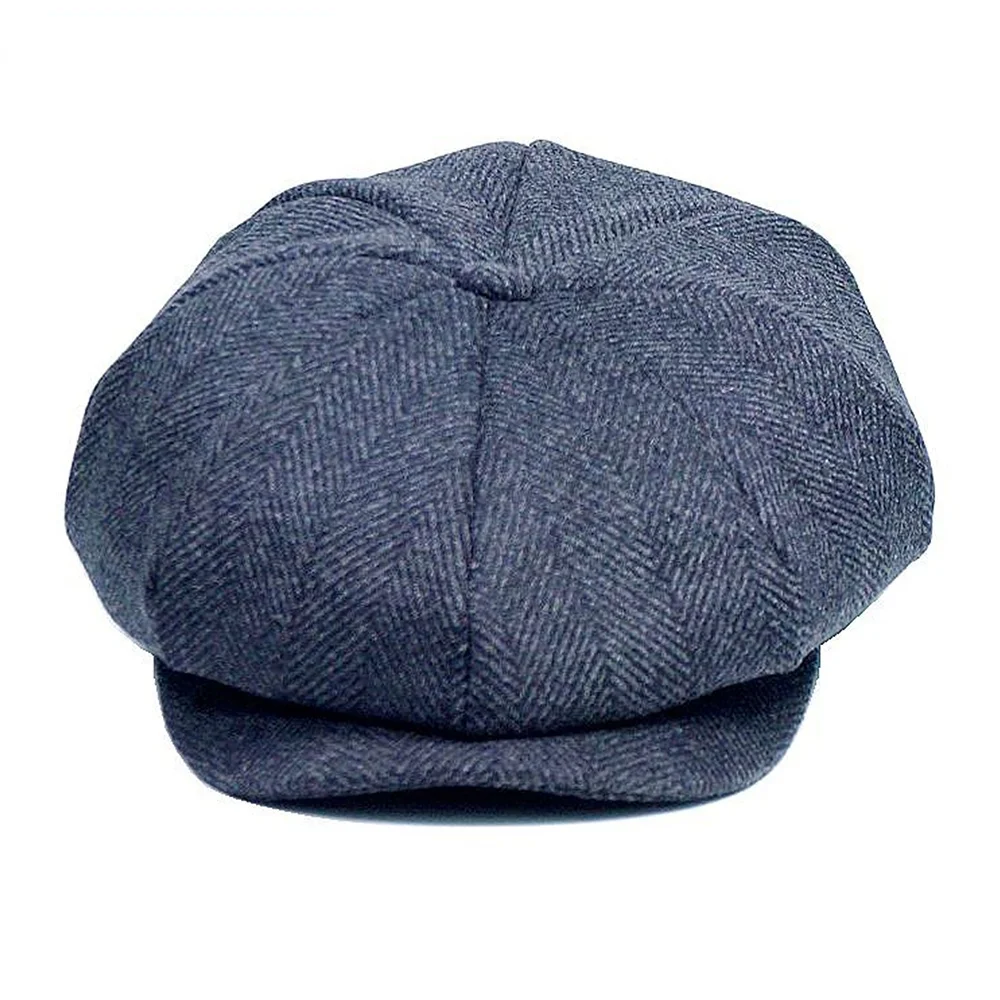 NEWSBOY Wool Men Hat Tweed Plaid Newsboy Cap British Style Brand Flat Cap Woolen Octagonal Hat Autumn Winter Male Beret