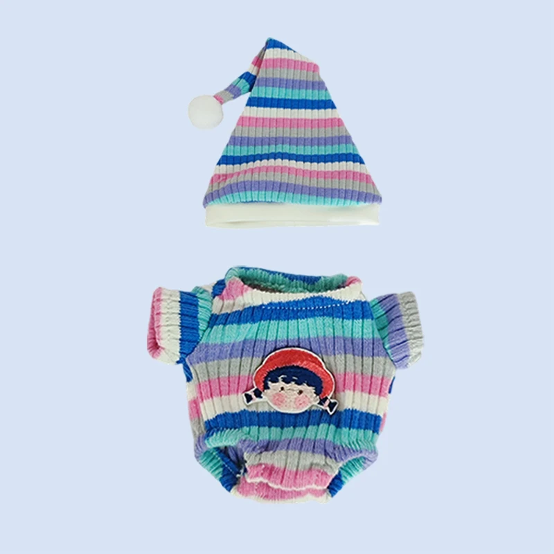 Conjunto de ropa para muñeca Labubu de 17cm, bonito traje de felpa rosa, sombrero, bolsa, chaleco, accesorios, muñeca DIY, regalo, muñeca monstruo Kawaii, ropa cambiante