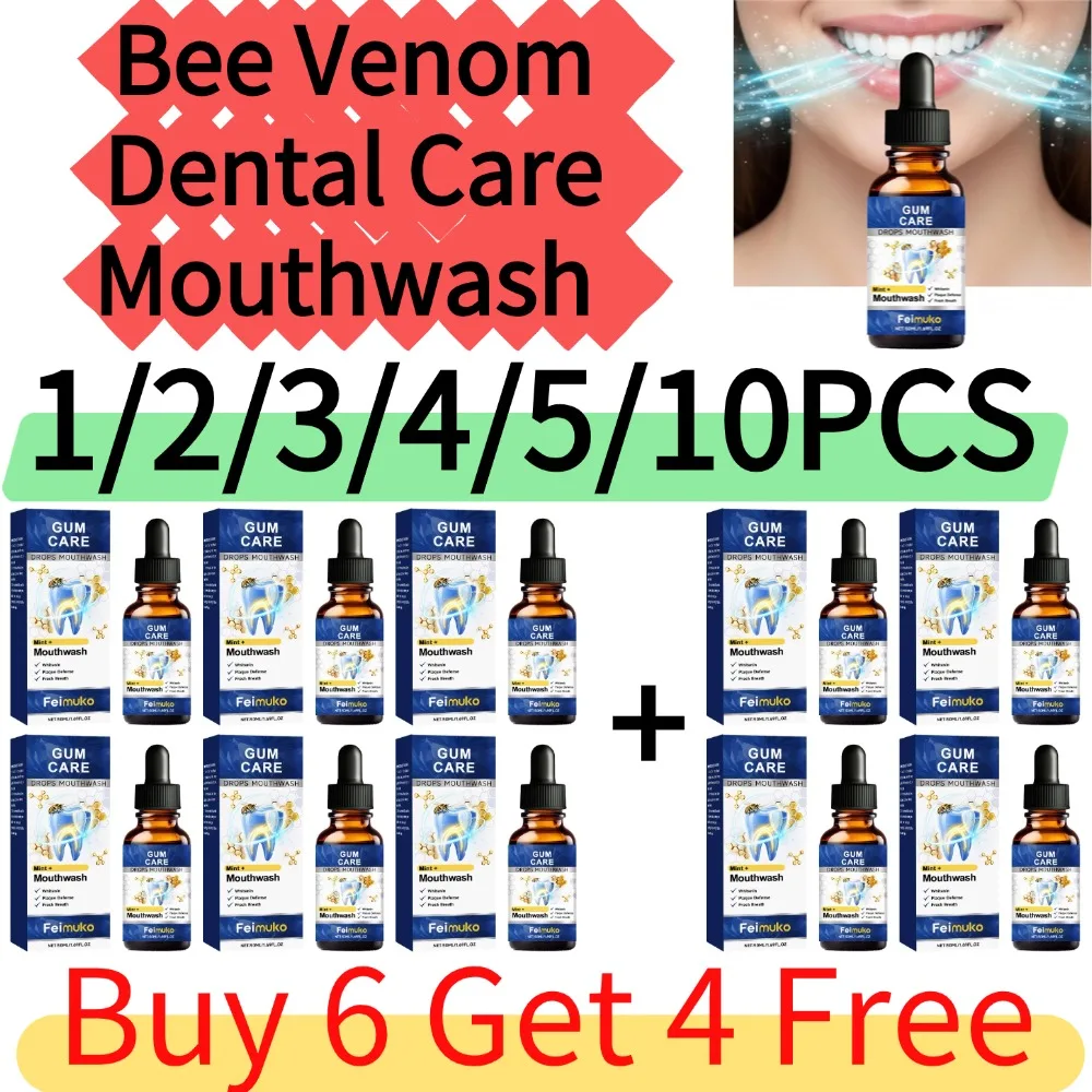 10pcs(Buy 6 Get 4 Free) Bee Venom Dental Care Mouthwash Mild Formula Fresh Breath  Cavity Prevention Gum Protection Liquid