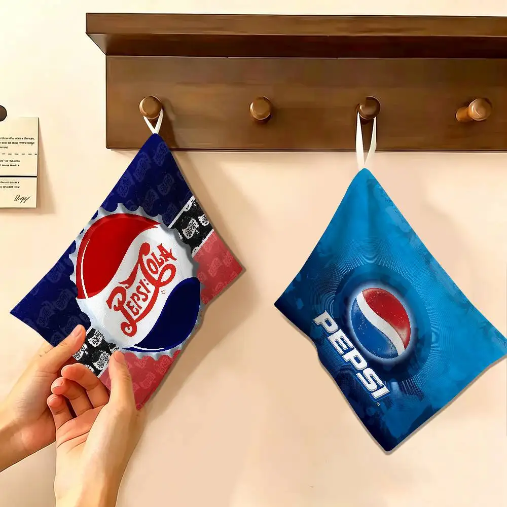 Soda P-Pepsi-S Multi-scene Polyester Cotton Towel, Hanging Hand Wiping Cloth for Kitchen Bathroom Hotel