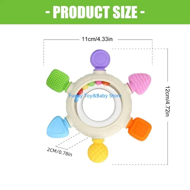 Đồ chơi mọc răng silicon mềm cho bé với thiết kế họa tiết cảm giác Màu sắc tươi sáng Lục lạc Tay cầm dễ cầm Đồ chơi xúc xắc C90B