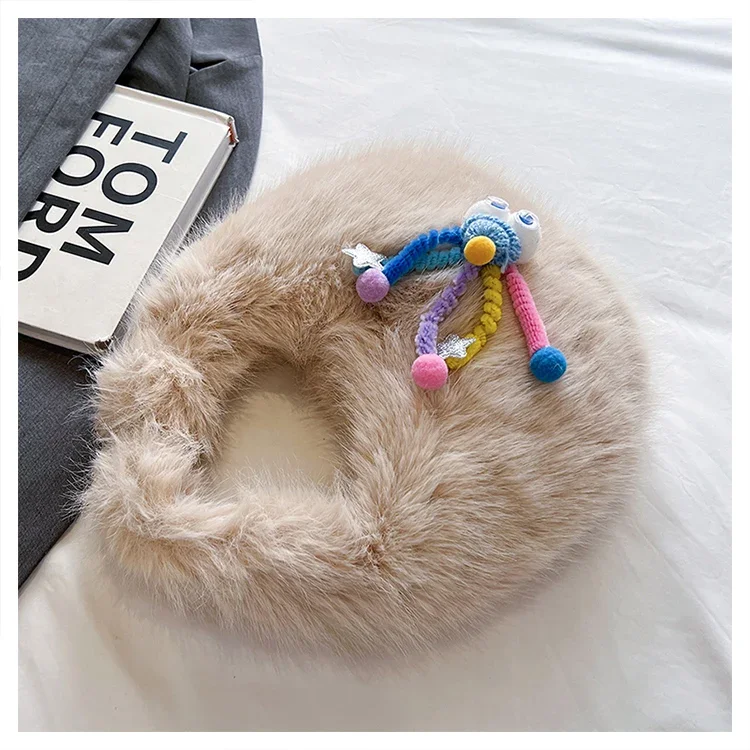 Commuting Super Hot Autumn and Winter Dumpling Bag 2024 New Cute Cartoon Handbag Funny Clown Large Capacity Fluffy Bag Bolsos