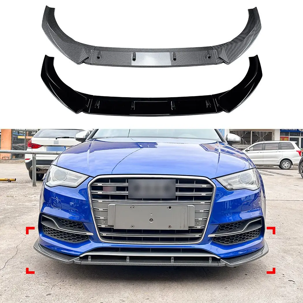 For Audi A3 S3 8V Front Bumper Splitter Lip 2013 2014 2015 2016 Pre-Lci Bumper Diffuser Front Bumper Lip Spoiler Guard Body Kits