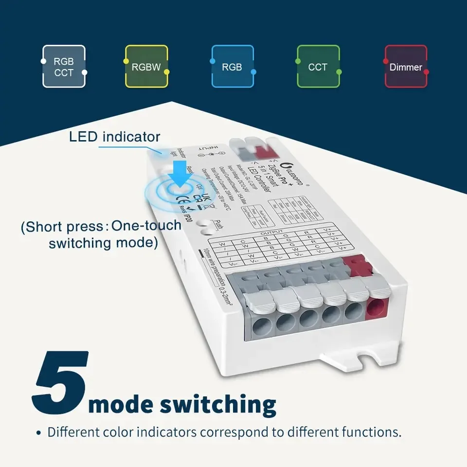 Afbeelding 4: GLEDOPTO ZigBee Pro+ Smart LED-controller DC12-24V 20A Max. werkt met 2.4G RF-afstandsbediening