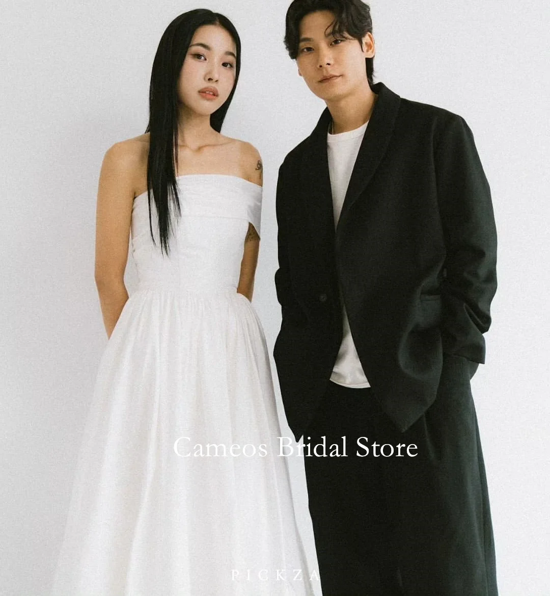 

SONDR Taffeta One-Shoulder Korea Wedding Dress Custom Made Bride Dress 웨딩드레스 Corset A-Line Sleeveless Wedding Gown Bridal