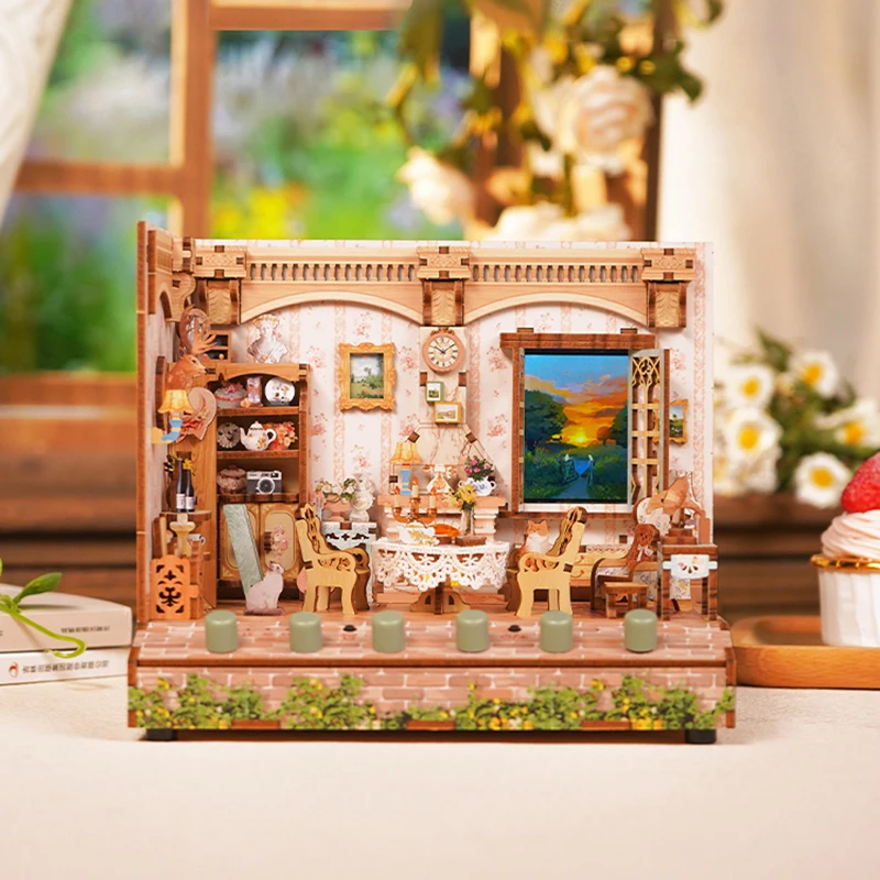 

DIY Wooden Dollhouse Chinese Cottage Model Doll Houses Miniature With Music Kit Assemble Toys for Children Birthday Gift Casa