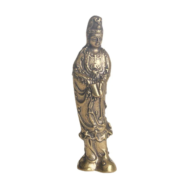 Manjushri desktop ornaments religious holding scriptures Guanyin bronze statue crafts