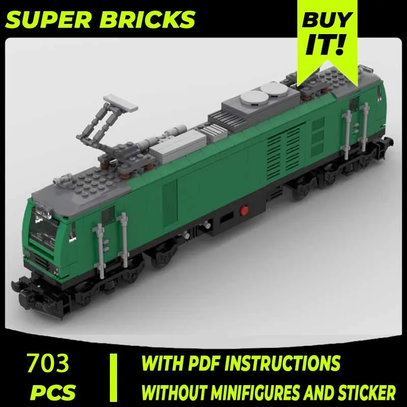 MOC City Freight Railway Train Set Red Locomotive Model Building Block Assembly Transport Vehicles Collection Series Toy Gifts