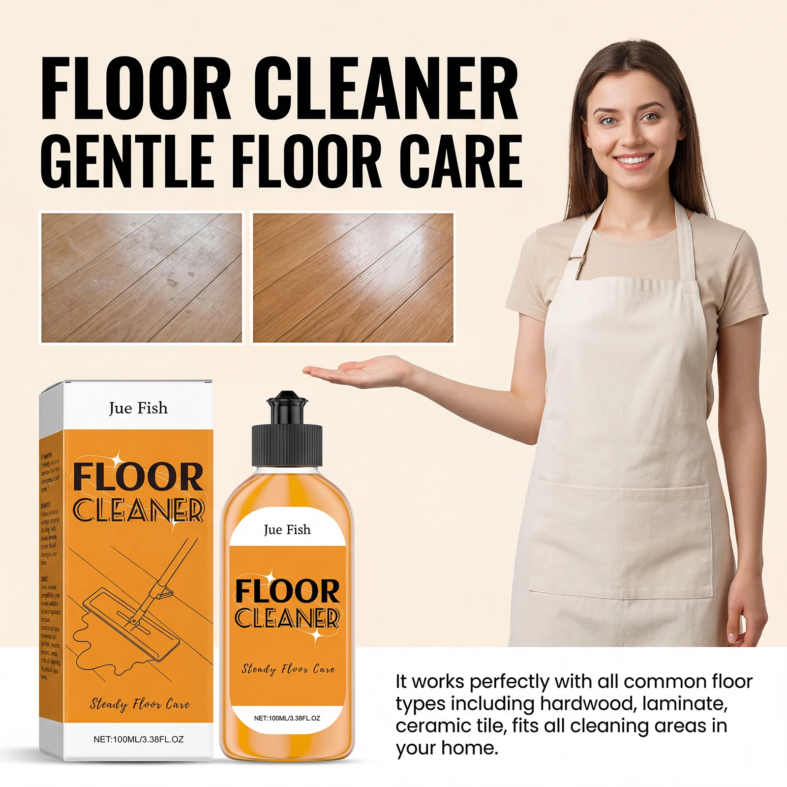 Gentle Floor Cleaner Polish Stain Remover Shine Fresh Scent Hardwood Tile Laminate Safe Multi Surface Household Mopping Liquid