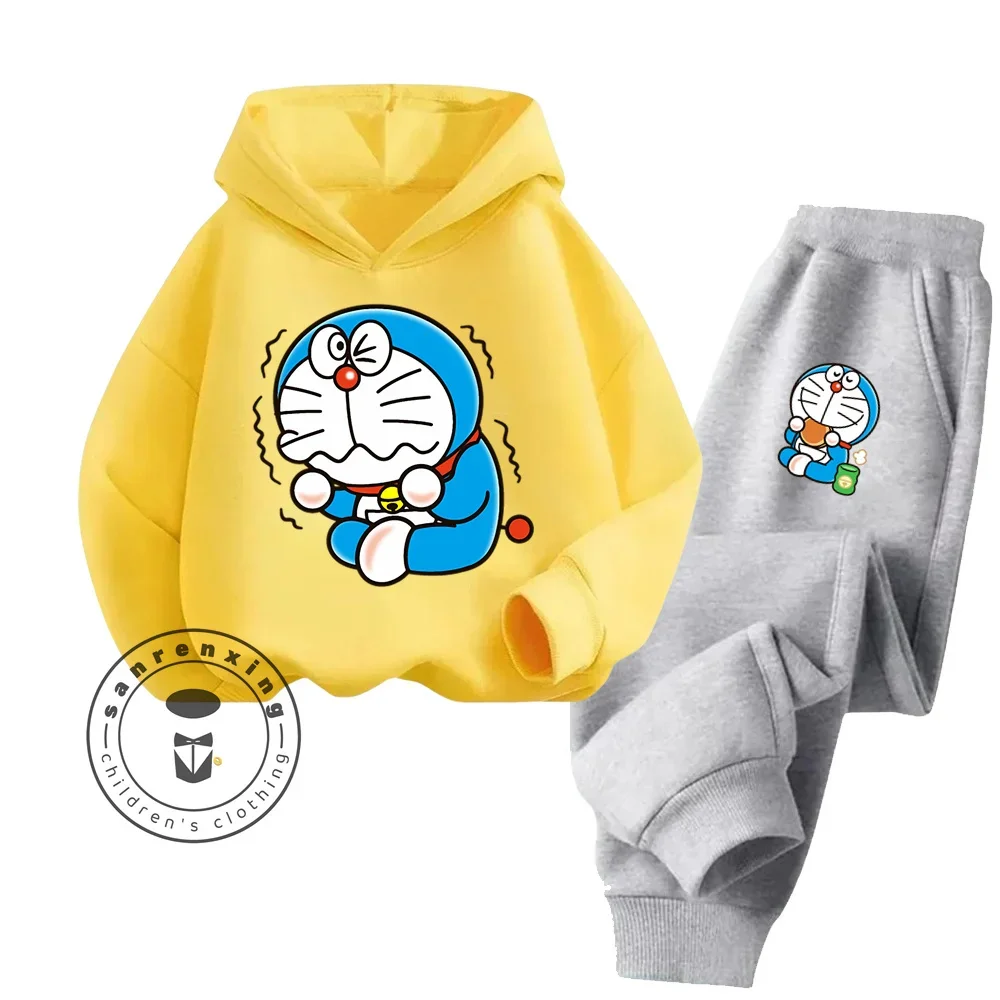 2024 Cartoon Animation Doraemon Hoodie Truck Set Boys Girls Printed Hoodie 3-14 Years Children\'s Clothing Long Sleeve Sweatshirt