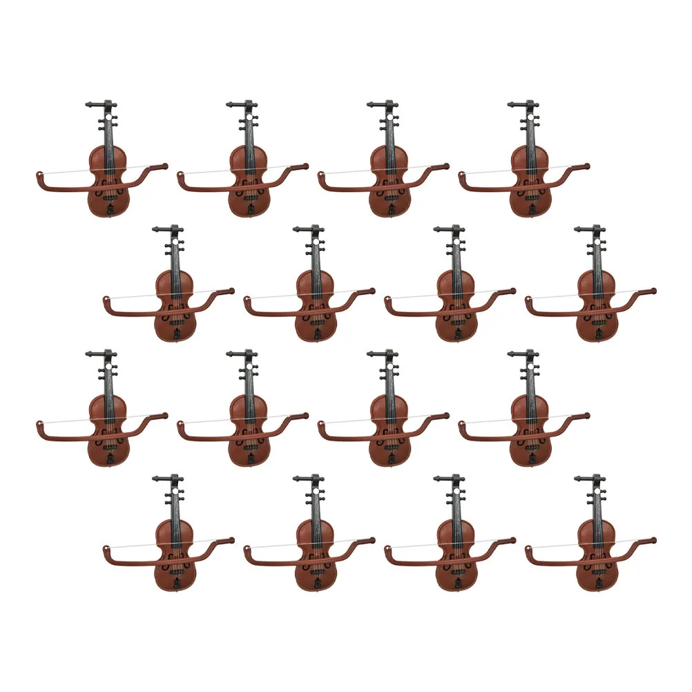 

16 Pcs Wood Grain Violin Pendant Charm Mini Fake Tiny Ornament Decorations