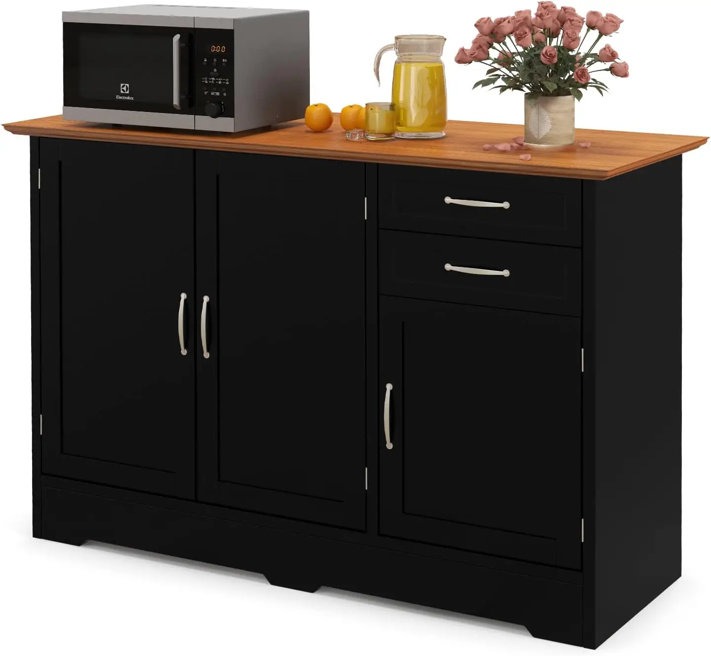 Buffet Cabinet with Storage, Farmhouse Sideboard Storage Cabinet with 3 Doors, 2 Drawers & Adjustable Shelf, Console Table