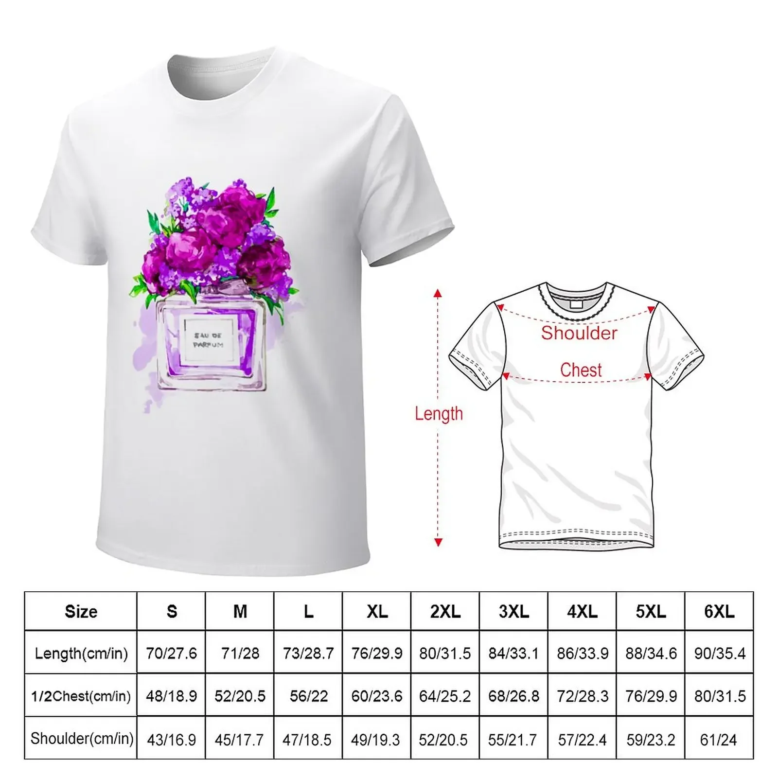 Perfume Bottle Watercolor Painting Hand Painted With Purple Flowers T-Shirt shirts graphic tees quick drying customs men clothes