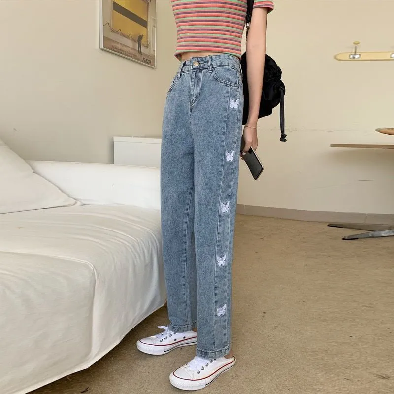 Plus Size Jeans Casual Straight Loose Wide Leg Pants Korean Fashion High Waist Vintage Denim Trousers 2023 Harajuku Streetwear