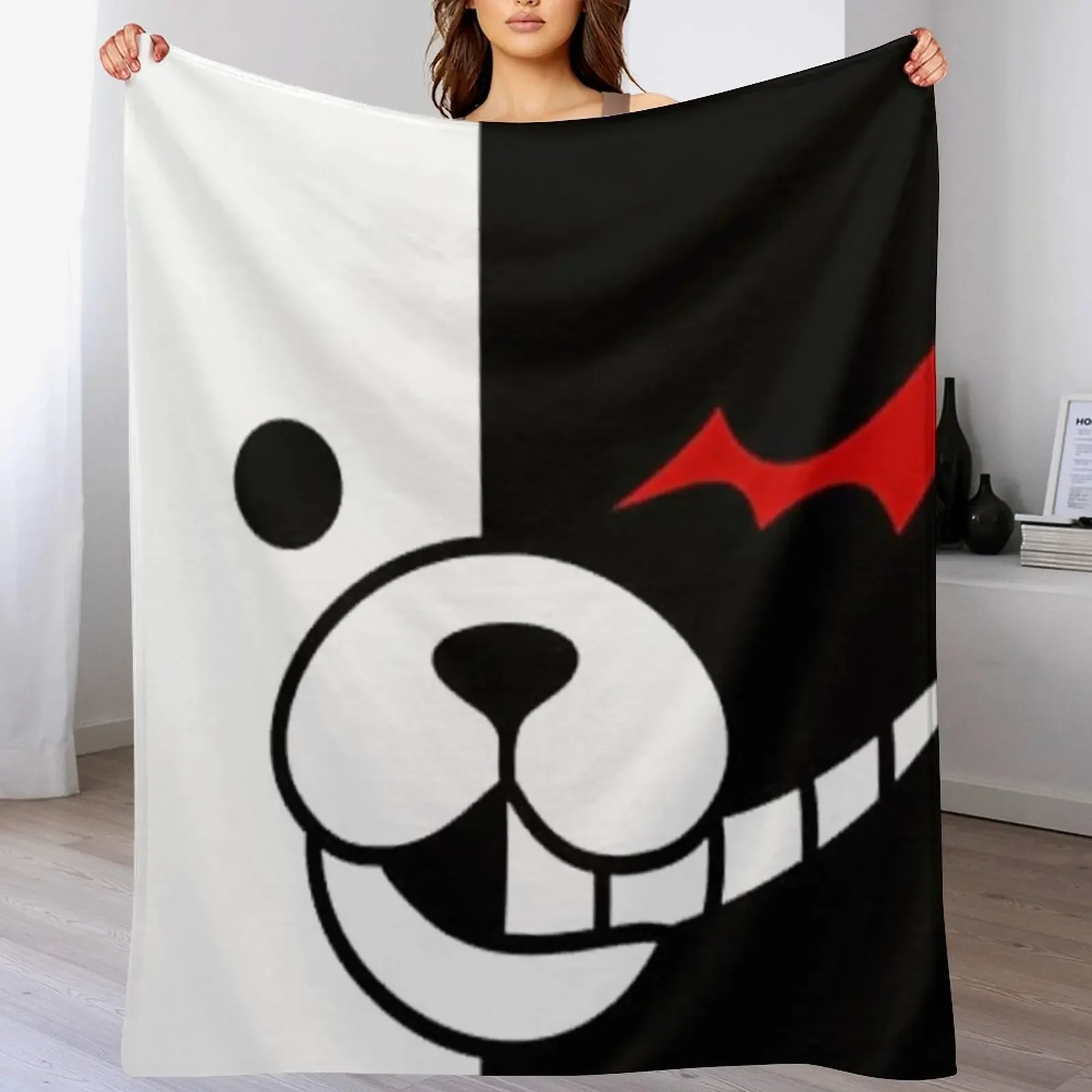 Monokuma Throw Blanket Comforter Cute Plush for winter Blankets