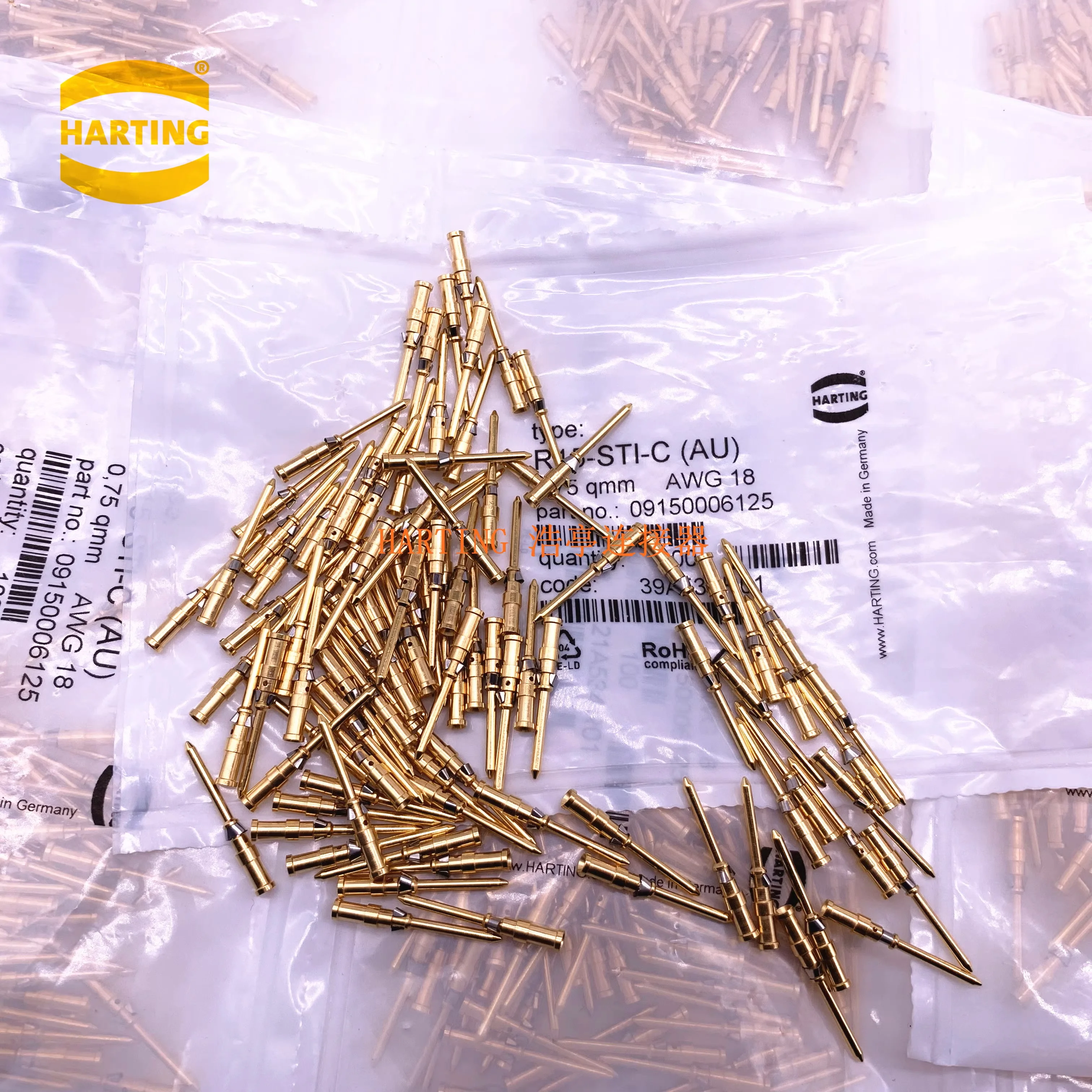 5Pcs/Lot Harting Heavy-Duty Power Connector Terminal Block 09150006125 0.75mm2 Male Pin Gold-Plated 10A