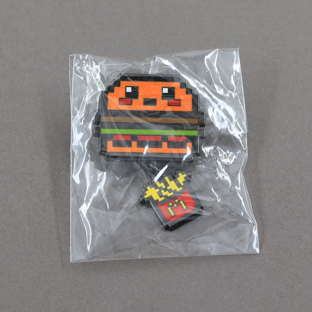 Lustige Pixel-Art Hamburger Emaille-Pins Kreative Niedliche Burger-Broschen mit Pommes Frites Retro-Essens-Abzeichen Rucksack-Anstecknadel – Detail 12